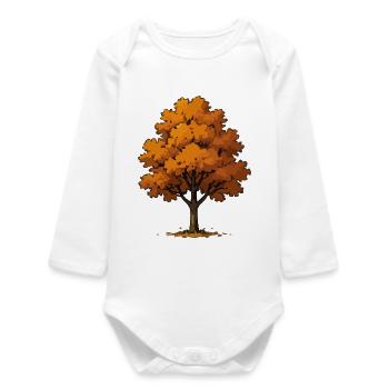 Autumn tree in fire orange - Baby Organic Long-Sleeved Bodysuit - white - Front