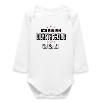 Dienstagskind Geboren am Dienstag Baby Säugling - Baby Organic Langarmbody - Weiß - Vorne
