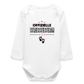 Saeugling Baby Maedchen Stress machen Testen Baby - Baby Organic Langarmbody - Weiß - Vorne
