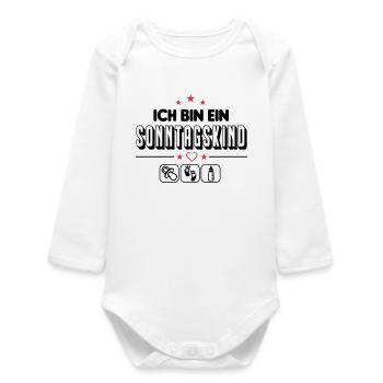 Sonntagskind Geboren am Sonntag Baby Säugling - Baby Organic Langarmbody - Weiß - Vorne