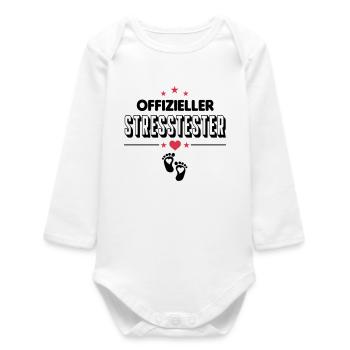 Junge Stress machen Testen Baby Säugling - Baby Organic Langarmbody - Weiß - Vorne