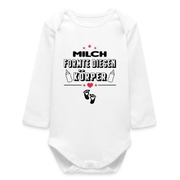 Milch formte diesen Koerper Baby Säugling - Baby Organic Langarmbody - Weiß - Vorne