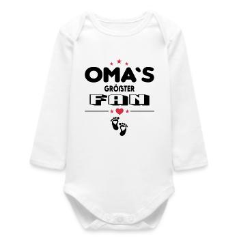 Beste Oma Größter Fan Baby Säugling - Baby Organic Langarmbody - Weiß - Vorne
