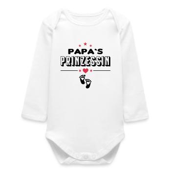 Papas Prinzessin Koenigin Baby Säugling - Baby Organic Langarmbody - Weiß - Vorne