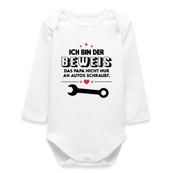 Beweis KFZ Mechaniker Autoschrauber Baby Säugling - Baby Organic Langarmbody - Weiß - Vorne