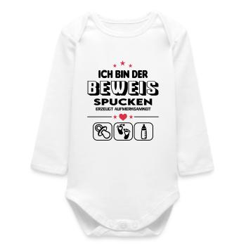 Beweis Spucken Sabbern Babylatz Baby Säugling - Baby Organic Langarmbody - Weiß - Vorne