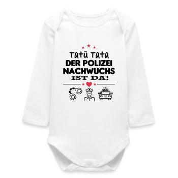 Polizei Nachwuchs Junge Baby Säugling - Baby Organic Langarmbody - Weiß - Vorne