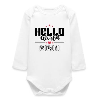 Hello World New Hello World Baby Sayings - Baby Organic Long-Sleeved Bodysuit - white - Front