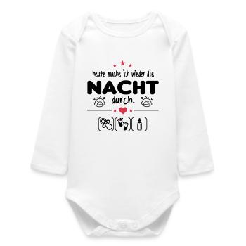 Geschrei Nacht Gebrüll Nachts wach Baby Säugling - Baby Organic Langarmbody - Weiß - Vorne