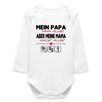 Papa kann alles Mama macht alles Baby Säugling - Baby Organic Langarmbody - Weiß - Vorne