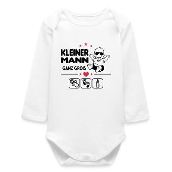 Kleiner Mann Ganz Gross Baby Säugling - Baby Organic Langarmbody - Weiß - Vorne