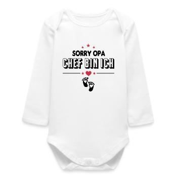 Opa Chef bin ich Baby Sprüche - Baby Organic Langarmbody - Weiß - Vorne