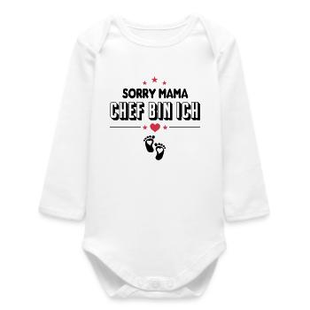 Mama Chef bin ich Baby Sprüche - Baby Organic Langarmbody - Weiß - Vorne