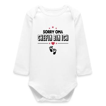 Oma Chefin bin ich Baby Sprüche - Baby Organic Langarmbody - Weiß - Vorne