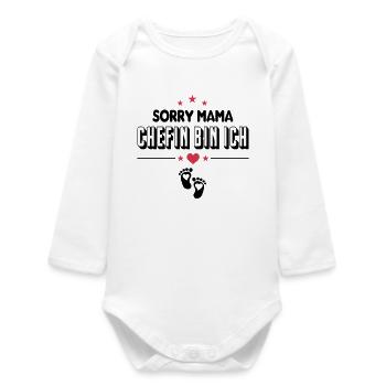 Mama Chefin bin ich Baby Sprüche - Baby Organic Langarmbody - Weiß - Vorne