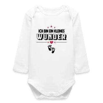 Kleines Wunder Baby Sprüche - Baby Organic Langarmbody - Weiß - Vorne