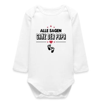 Ganz der Papa Baby Sprüche - Baby Organic Langarmbody - Weiß - Vorne