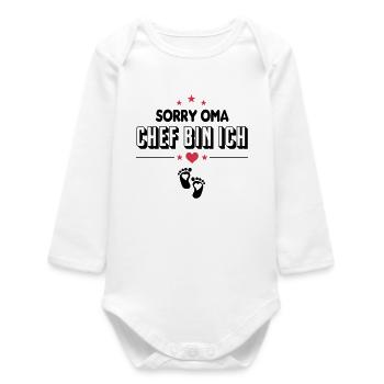 Oma Chef bin ich Baby Sprüche - Baby Organic Langarmbody - Weiß - Vorne