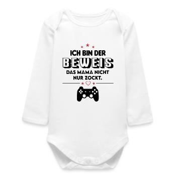 Ich bin Beweis das Mama nicht spielt Baby Säugling - Baby Organic Langarmbody - Weiß - Vorne