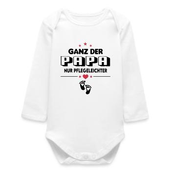 Ganz der Papa Pflegeleichter Baby Sprüche - Baby Organic Langarmbody - Weiß - Vorne