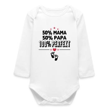 50 % Papa 50 % Maman 100 Bébé Parfait Bébé - Body bébé manches longues biologique - blanc - Devant