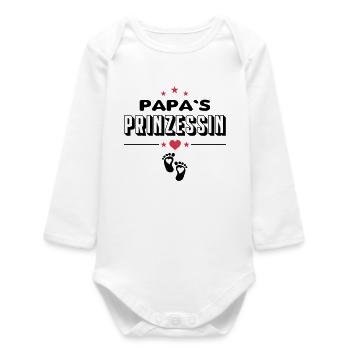Papas Prinzessin Königin Baby Säugling - Baby Organic Langarmbody - Weiß - Vorne