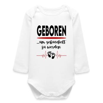 Geboren, um gekuschelt zu werden Babysprüche - Baby Organic Langarmbody - Weiß - Vorne