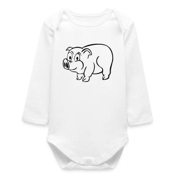 Lucky Pig - Baby Organic Long-Sleeved Bodysuit - white - Front