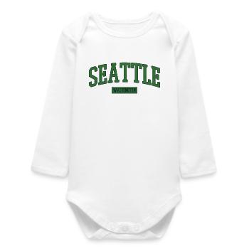 Seattle Washington USA - Baby Organic Long-Sleeved Bodysuit - white - Front