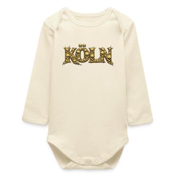 COLOGNE | Golden Skull Letters - Baby Organic Long-Sleeved Bodysuit - soft Ecru - Front
