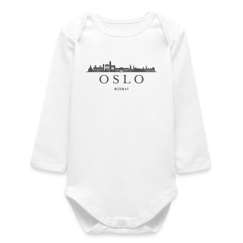 Oslo, Norvège, silhouette d’Oslo - Body bébé manches longues biologique - blanc - Devant