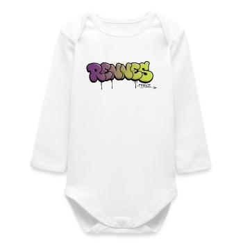 Lettrage graffiti rennais avec dégradé de couleurs - Body bébé manches longues biologique - blanc - Devant
