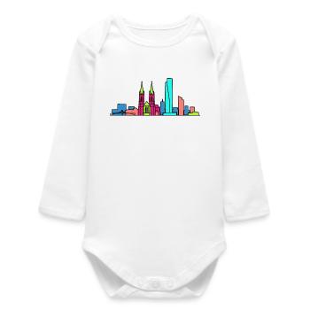 Basel City Skyline Roche Tower Moderne Kunst - Baby Organic Langarmbody - Weiß - Vorne