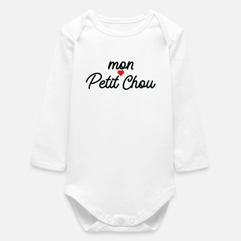 Mon Petit Chou Script Coeur - Body bébé manches longues biologique - blanc