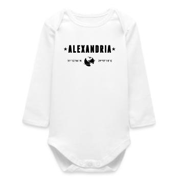 Alexandrie, Égypte, coordonnées de la planète Terre - Body bébé manches longues biologique - blanc - Devant