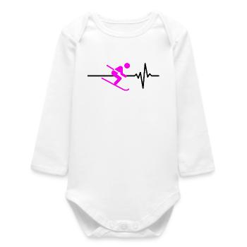 SKIING HEARTBEAT PINK WINTER SPORT CARVING - Baby Organic Long-Sleeved Bodysuit - white - Front