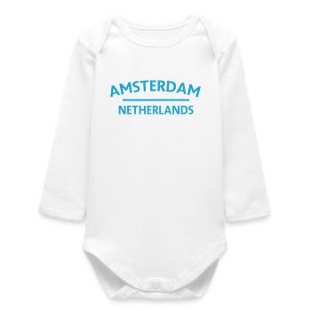 Textdesign Amsterdam – Pays-Bas - Body bébé manches longues biologique - blanc - Devant