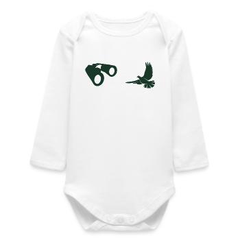 Minimalistische Vogelbeobachtung Silhouette  - Baby Organic Langarmbody - Weiß - Vorne