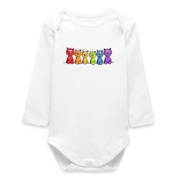 Chats, Famille, Amoureux des chats, Chat, Arc-en-ciel - Body bébé manches longues biologique - blanc - Devant