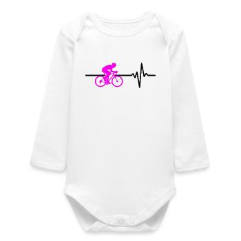 ROAD BIKE RIDING BIKE HEARTBEAT PINK BIKE - Baby Organic Long-Sleeved Bodysuit - white - Front
