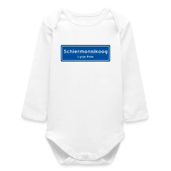 Schiermonnikoog place name sign - Baby Organic Long-Sleeved Bodysuit - white - Front