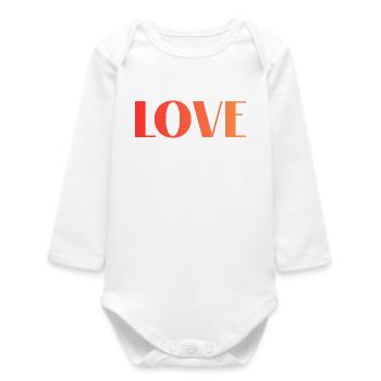 LOVE Font Gradient Typo in Red Orange - Baby Organic Long-Sleeved Bodysuit - white - Front