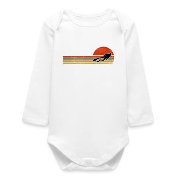 Retro Sunset Jump Figure - Baby Organic Long-Sleeved Bodysuit - white - Front