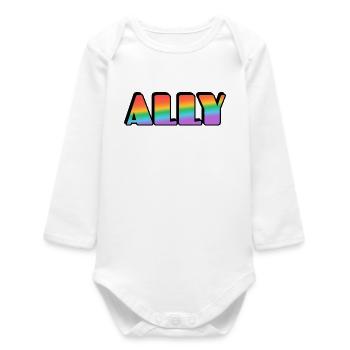 Ally Rainbow Letters - Baby Organic Long-Sleeved Bodysuit - white - Front