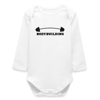 culturiste, musculation,fitness,entraînement,bête - Body bébé manches longues biologique - blanc - Devant