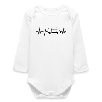 Bus Heartbeat Symbol Pulse Van Suv Illustration - Body bébé manches longues biologique - blanc - Devant