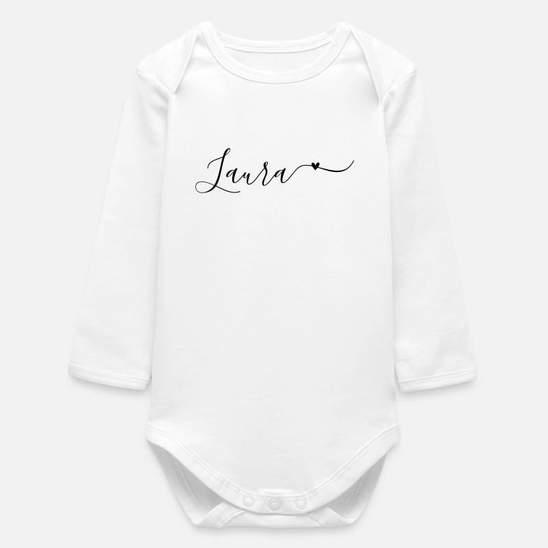 Laura Name First Name Decorative - Baby Organic Long-Sleeved Bodysuit - white