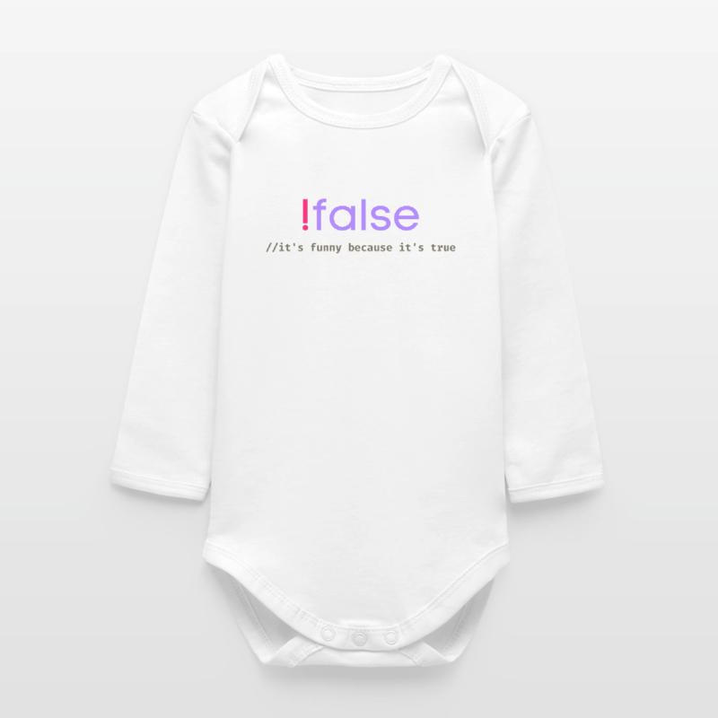 Ifalse Funny Coder Programming Pun Baby Organic Long-Sleeved Bodysuit