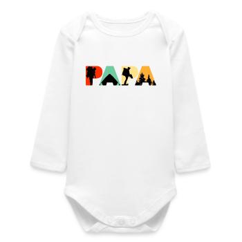 Papa Camping Randonnée Retro Vintage Silhouette - Body bébé manches longues biologique - blanc - Devant