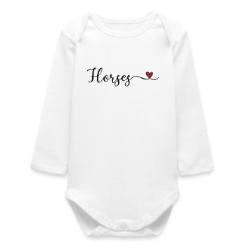horses - Baby Organic Long-Sleeved Bodysuit - white - Front